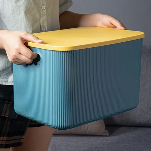 Vista 2 de Garneck 1 caja de almacenamiento de plástico con tapa, elegante organizador para ropa, cosméticos y decoración del hogar más versátil y opción