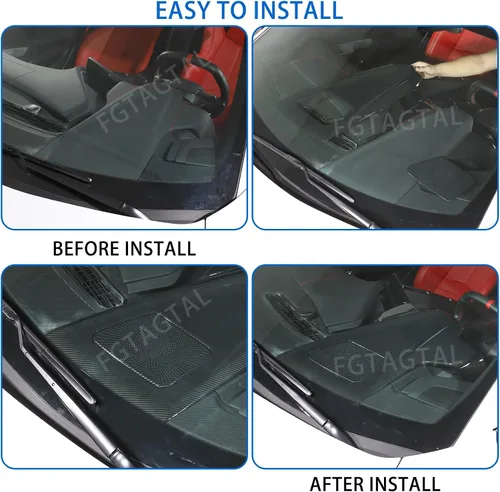 Vista 5 de Cubierta de panel de instrumentos interior superior para Chevrolet Corvette C8 Stingray 2020-2024, marco decorativo de tablero de instrumentos