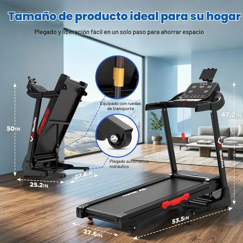 Vista 8 de Folding Treadmills for Home with 12% Auto Incline Walking Pad