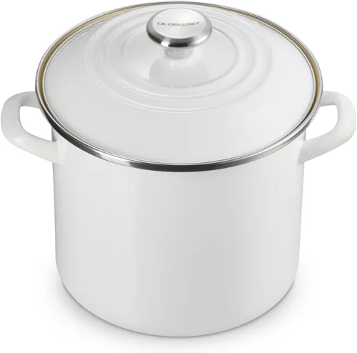 Vista 18 de Le Creuset - Olla tradicional esmaltada en acero, 12 cuartos de galón, Oliva con pomos de acero inoxidable