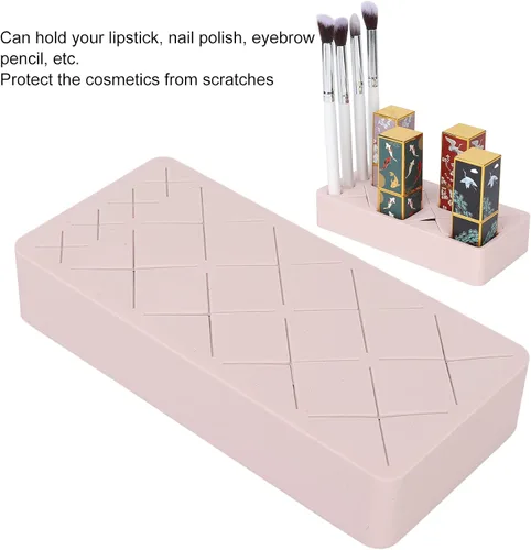 Vista 9 de Organizador de maquillaje – Organizador de lápiz labial de 12 ranuras – Soporte de exhibición de maquillaje cosmético de silicona con diseño