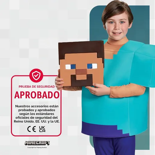 Vista 4 de Disguise Minecraft Steve Classic Costume, Officially Licensed Minecraft Costume for Boys