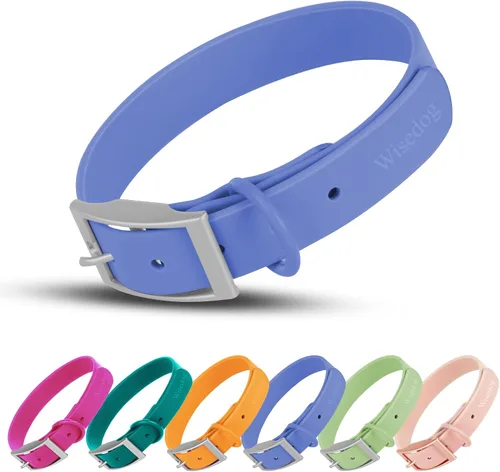 Vista 6 de Wisedog Collar de perro impermeable: ajuste múltiple de 7 a 23.6 pulgadas, correa recubierta de goma suave, fácil de limpiar, para perros pequeños