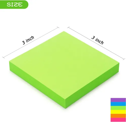 Vista 2 de Early Buy Notas adhesivas 6 colores brillantes, 12 blocs de notas autoadhesivas de 3 x 3 pulgadas, 100 hojas/bloc