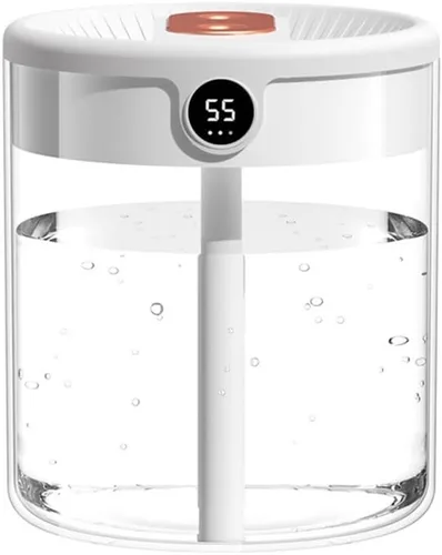 Vista 9 de Humidificador, humidificador de escritorio personal USB de 2L con luz nocturna, boquilla doble, humidificador de aire silencioso para el hogar