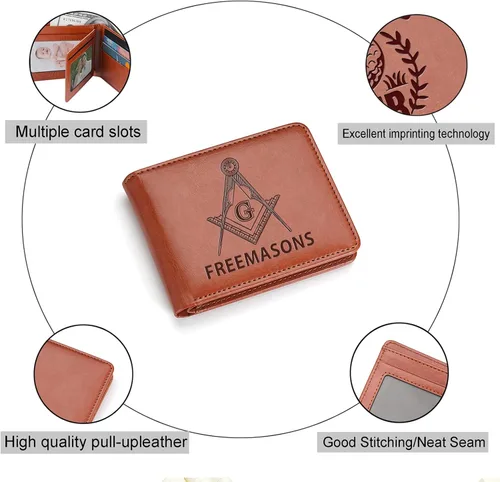 Vista 4 de Billetera de cuero suave y suave para hombre, billetera plegable de capacidad extra con 2 ventanas de identificación, billetera delgada con 8