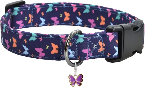 Vista 19 de Collar de perro con patrones de flores con accesorios, collares de algodón suave para perros pequeños, medianos y grandes, hembras y machos