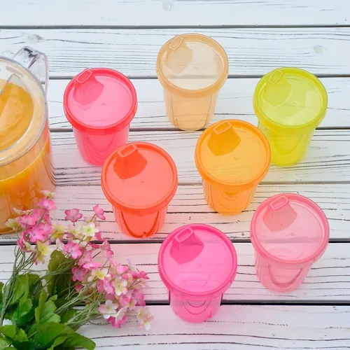 Vista 4 de Youngever Paquete de 7 vasos para bebés y niños pequeños, color rosa