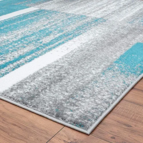 Vista 8 de LUXE WEAVERS Lagos Collection 9248 - Alfombra geométrica Art Deco turquesa de 2 x 3 pulgadas Pelo mediano, resistente a las manchas