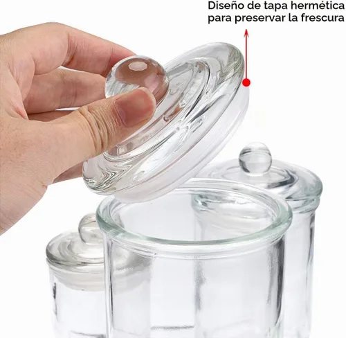Vista 4 de MDLUU Recipientes de vidrio, tarros de boticario con tapas herméticas, organizadores de almacenamiento de tocador de baño para hisopos de algodón