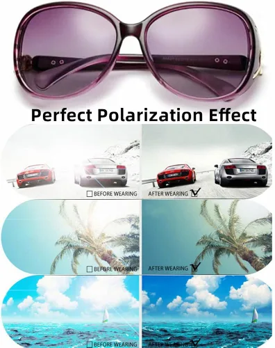 Vista 4 de Liuyoyo Gafas de sol polarizadas para mujer, de moda, con marco grande, a la moda, con protección UV
