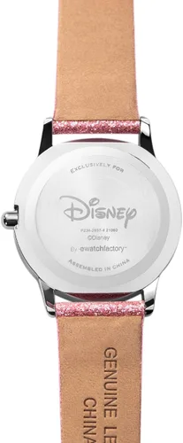 Vista 3 de Disney Minnie Mouse - Reloj analógico de acero inoxidable con correa de cuero para niños, Rosado, Moderno