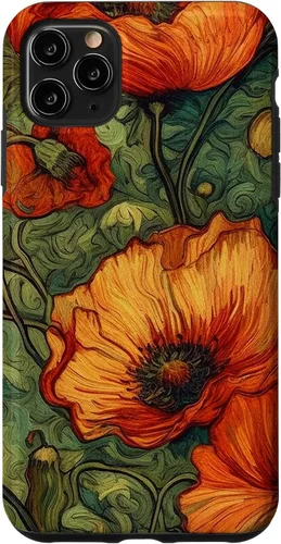 Vista 13 de iPhone 16 Floral Van Gogh Style Poppy Flower Case