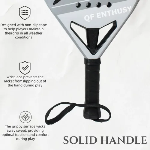 Vista 4 de Padel Racket, Carbon Fiber Surface Padel Racquet, Lightweight, Ideal for Training/Matches