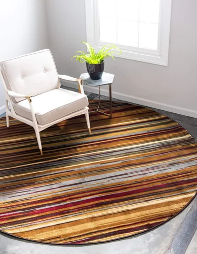 Vista 14 de Unique Loom Barista Collection - Alfombra Icatu (octágono de 6 pies 1 pulgada, beige/marrón)