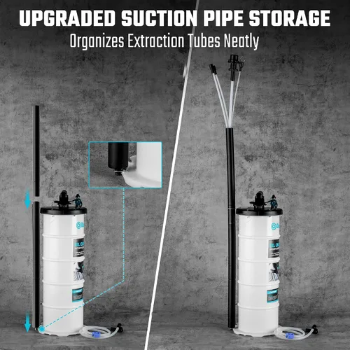 Vista 4 de DURATECH Bomba extractora de aceite de 6.5 L neumática/manual, extractor de fluidos con unidades de almacenamiento de tuberías, Extractor de bomba