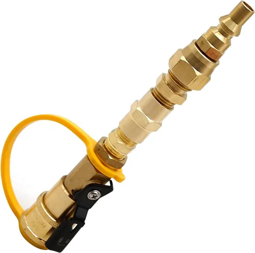 Vista 3 de Válvula adaptadora de conexión rápida de propano para RV, enchufe de flujo completo NPT de 1/4 pulgadas macho/hembra y kit rápido de 3/8 pulgadas