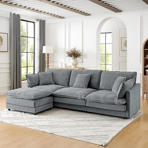 Vista 9 de Sofá modular combinado de bricolaje, juego de sofá en forma de L de 110.2 pulgadas para muebles de sala de estar, juego de muebles para la sala de 3