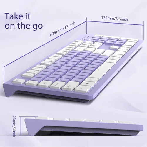 Vista 5 de COLIKES Teclado con cable, teclado de computadora USB ultradelgado con teclas de perfil bajo, resistente a derrames, teclas multimedia, compatible