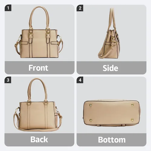 Vista 6 de Bolsos de mano de cuero de moda para mujer, bolso de hombro, asa superior, bolso de otoño