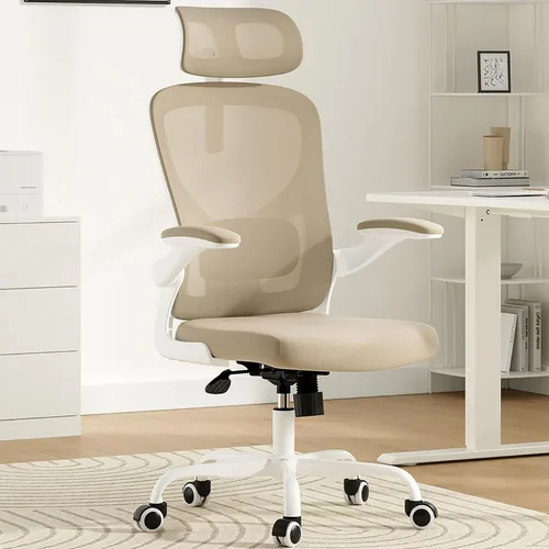Vista 9 de Silla de oficina ergonómica negra y silla de escritorio de respaldo alto con soporte lumbar ajustable, cómodas sillas de juegos de computadora