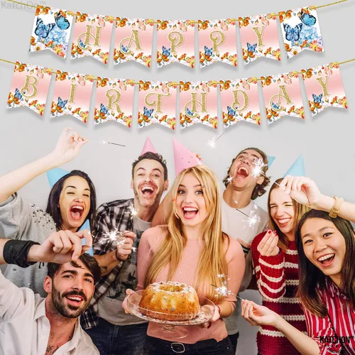 Vista 6 de KatchOn, Cartel grande de mariposa de feliz cumpleaños – NO DIY Cartel de mariposa de feliz cumpleaños Cartel de feliz cumpleaños de hadas