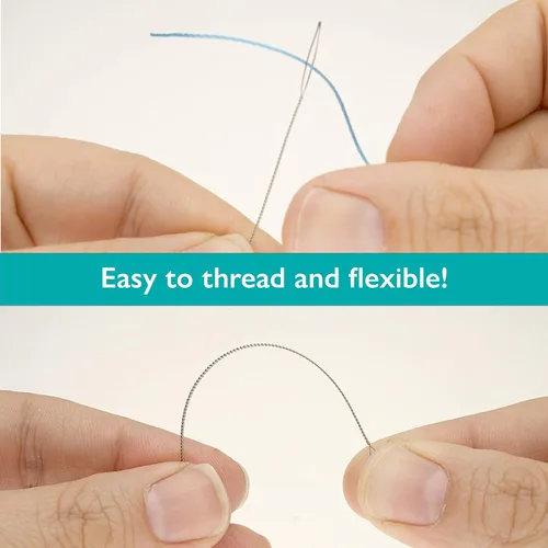 Vista 3 de The Beadsmith Basic Elements - Agujas plegables de 2.5 pulgadas de largo, alambre trenzado flexible, ojo grande, fácil de enhebrar, 4 agujas medianas
