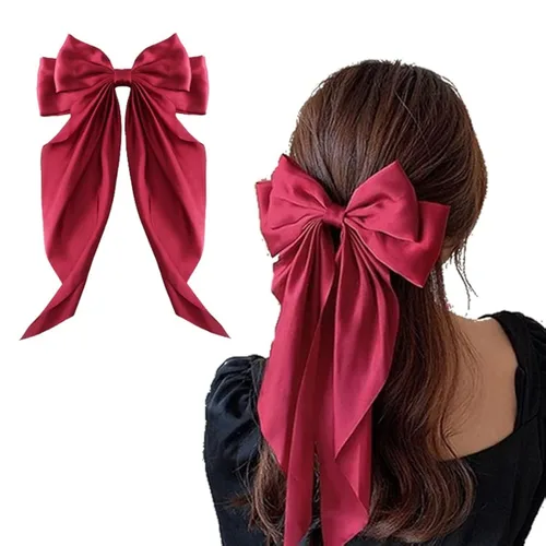 Vista 4 de Kefley Pinzas para el cabello con pasador francés para cabello grueso y fino, sandalias de lazo de grogrén para mujeres, niñas y horquillas de cinta