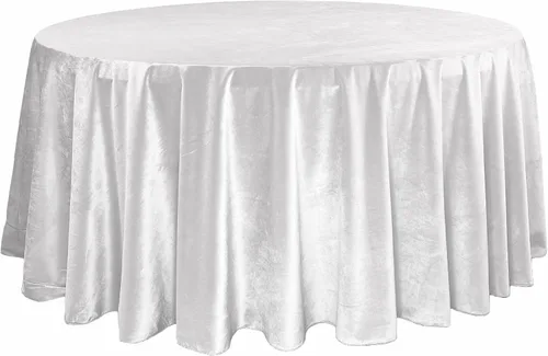 Vista 17 de YOUR CHAIR COVERS - Mantel redondo de terciopelo de 120 pulgadas - Mantel de lino negro para mesas redondas estándar