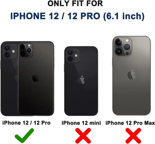 Vista 7 de Funda para iPhone 12, iPhone 12 Pro con funda de clip para cinturón, 2 protectores de pantalla, resistente grado militar, cuerpo completo, a prueba