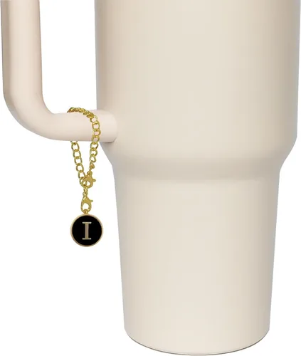 Vista 7 de Stanley - 2 fundas de popote para tazas de 30 y 40 onzas, 0.394 in de silicona con 2 dijes de letras personalizados, nombre de identificación