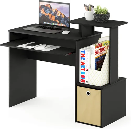 Vista 9 de Furinno Econ Escritorio para Ordenador de Oficina, Pino Ámbar/Negro