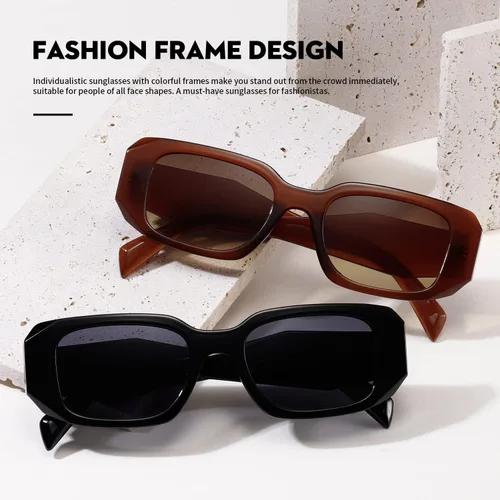 Vista 3 de Gafas de sol Mujer Cuadrado Hombres Moda Mostrar Sombras Retro Moda Moda Vogue Protección UV