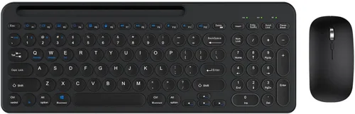 Vista 6 de Combo de teclado y mouse inalámbricos con soporte para tableta de teléfono, modo dual recargable (Bluetooth 5.0 y 3.0 +2.4G) mouse silencioso