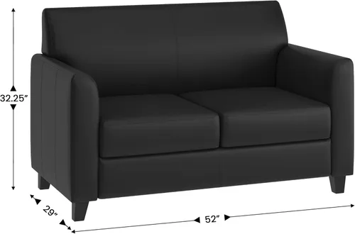 Vista 3 de Flash Furniture - Sofá biplaza de LeatherSoft negro de la serie Hercules Diplomat