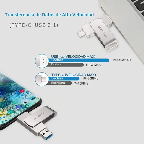 Vista 3 de Maxon e Flash Drive USB tipo C Ambos 3.1 Tech - 2 en 1 Dual Drive Memory Stick OTG de alta velocidad, compatible con Android Smartphone Computer