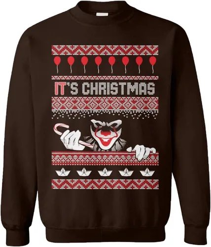 Vista 20 de Tcombo It's Christmas - Sudadera unisex con cuello redondo y payaso espeluznante para Navidad