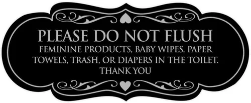 Vista 50 de Signs ByLITA Designer Please Do Not Flush Etiqutte Letrero (negro) - Pequeño 1 paquete