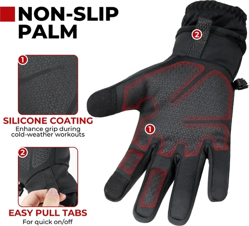 Vista 2 de HANDLANDY Guantes de invierno para hombres y mujeres, aislados impermeables para clima frío, guantes térmicos para ciclismo, esquí, equitación