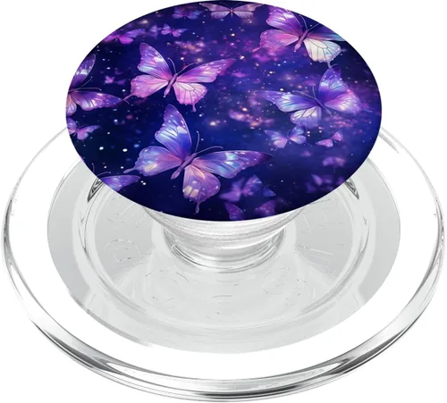 Vista 7 de Dreamy Monarch Butterfly - Mariposas bonitas, morado, azul PopSockets estándar PopGrip