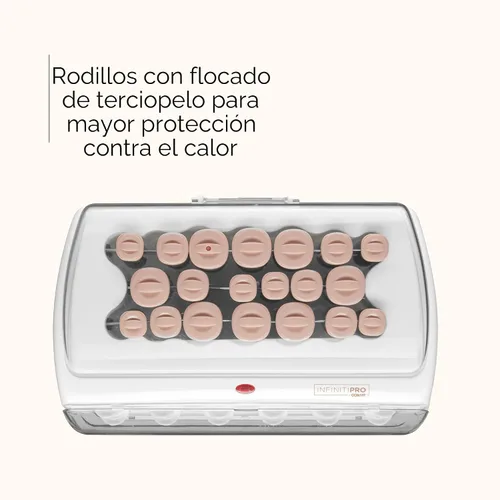 Vista 3 de INFINITI PRO Conair - Rodillos calientes flocados de cerámica para mujer, 20 rizadores de pelo surtidos con clips, calentamiento de 85 segundos