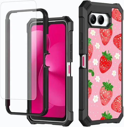 Vista 32 de Funda para T-Mobile Revvl 7 de 6.6 pulgadas con protector de pantalla, policarbonato duro de doble capa resistente y TPU suave a prueba de golpes