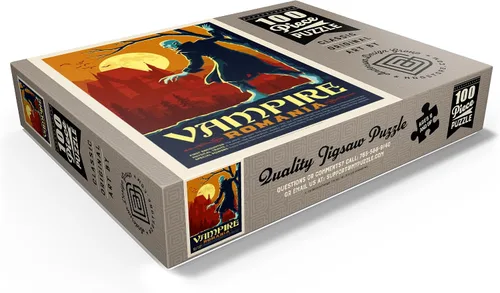 Vista 3 de MyPuzzle Mythical Creatures: Vampire (Rumania), póster vintage, rompecabezas prémium de 100 piezas para adultos