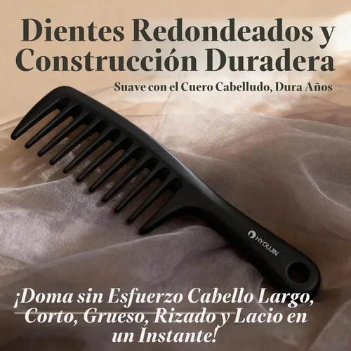 Vista 5 de HYOUJIN Large Wide Tooth Comb Detangling for Curly,Wet,Dry Hair,Black Negro