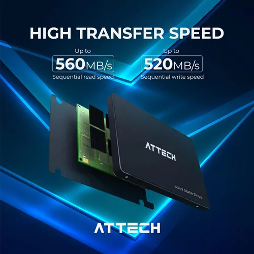 Vista 4 de ATTECH AT422 128GB 3D NAND SATA SSD interno de 2.5 pulgadas, hasta 550MB/s (128.0, GB)
