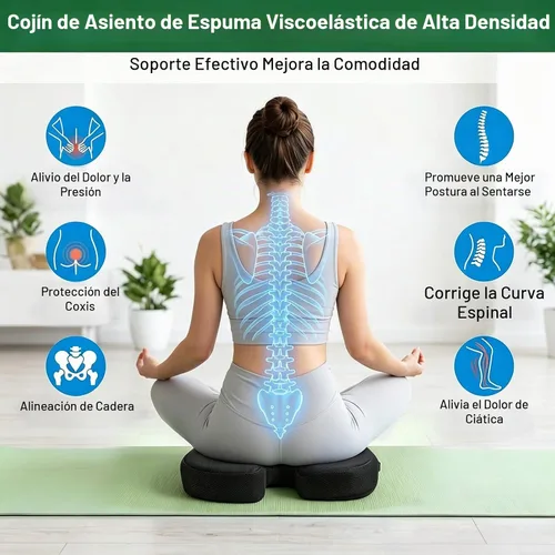 Vista 2 de Cojín de asiento de gel para asiento largo de cadera para asiento de coche de oficina