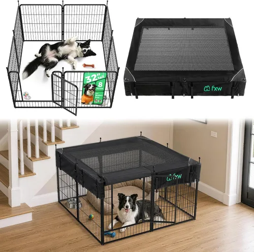 Vista 22 de FXW Rollick Unleashed Corral para Perros para Interiores, Patio, Campamento en RV, 24 pulgadas 4 Paneles para Perros Pequeños y Cachorros Negro