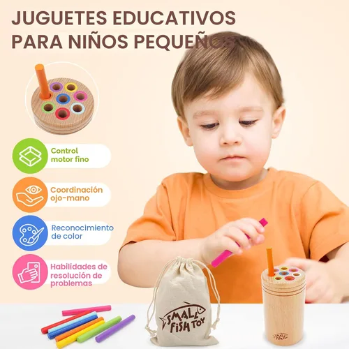 Vista 2 de Juguetes Montessori para niños de 1 a 3 años: Juguetes de aprendizaje de madera para clasificar colores para niños pequeños de 1, 2 y 3 años
