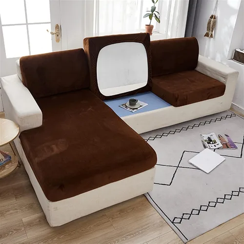 Vista 7 de MIPOPS Fundas de cojín de terciopelo elástico para sofá, diván Longue para sala de estar, sillón de esquina, sofá