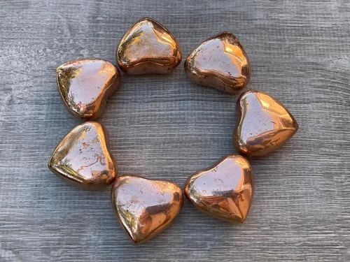 Vista 29 de Corazón hinchado de piedras preciosas al por mayor, corazones hinchados de piedras preciosas pulidas, piedra de palma de cristal, corazón de cristal